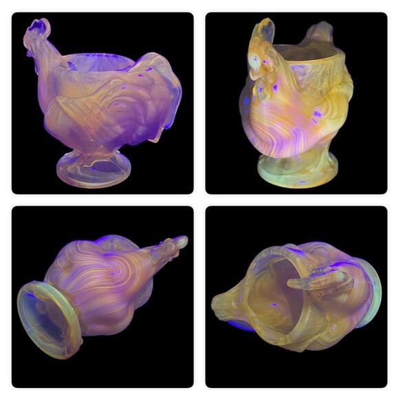 Boyds Glass Extra Large Rooster Egg Cup 1999 Autumn Harvest GLOWS OOAK B1077 - Picture 14 of 15